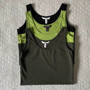 Three Long Cotton Tanks, Tall XS (Regular S/M)